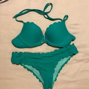 Abercrombie & Fitch scallop teal bikini
